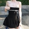 INS Fashion Style 2024 Summer New Sexy Pure Desire Contrast Color Lace Up Slim Fit Slim Fit Tube Top Dress Female Spicy