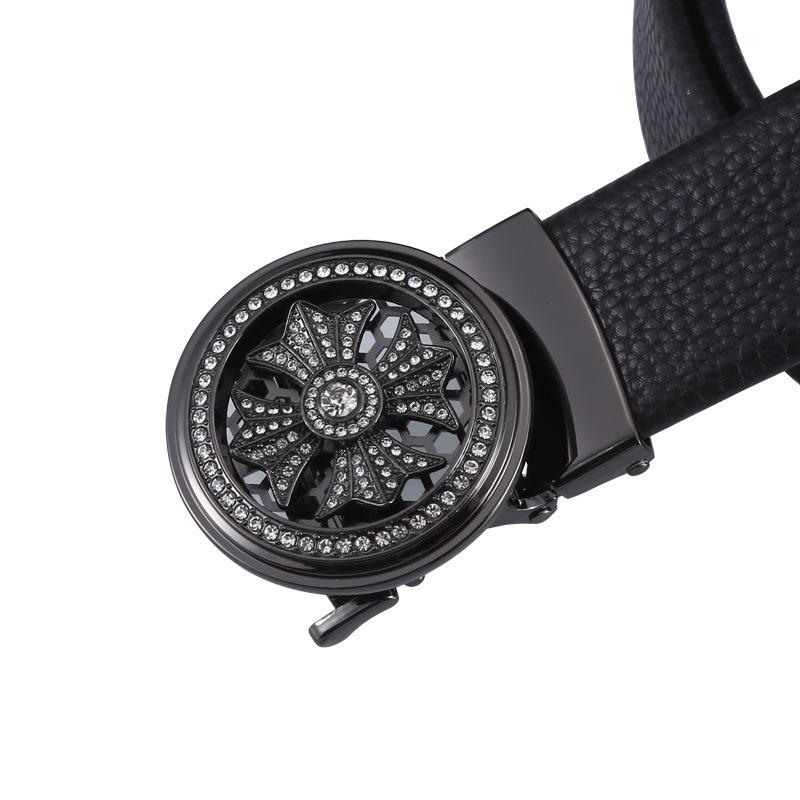 Ceinture Homme en Alliage et Cuir de Vachette à Boucle Automatique pour un Port Décontracté et Polyvalent