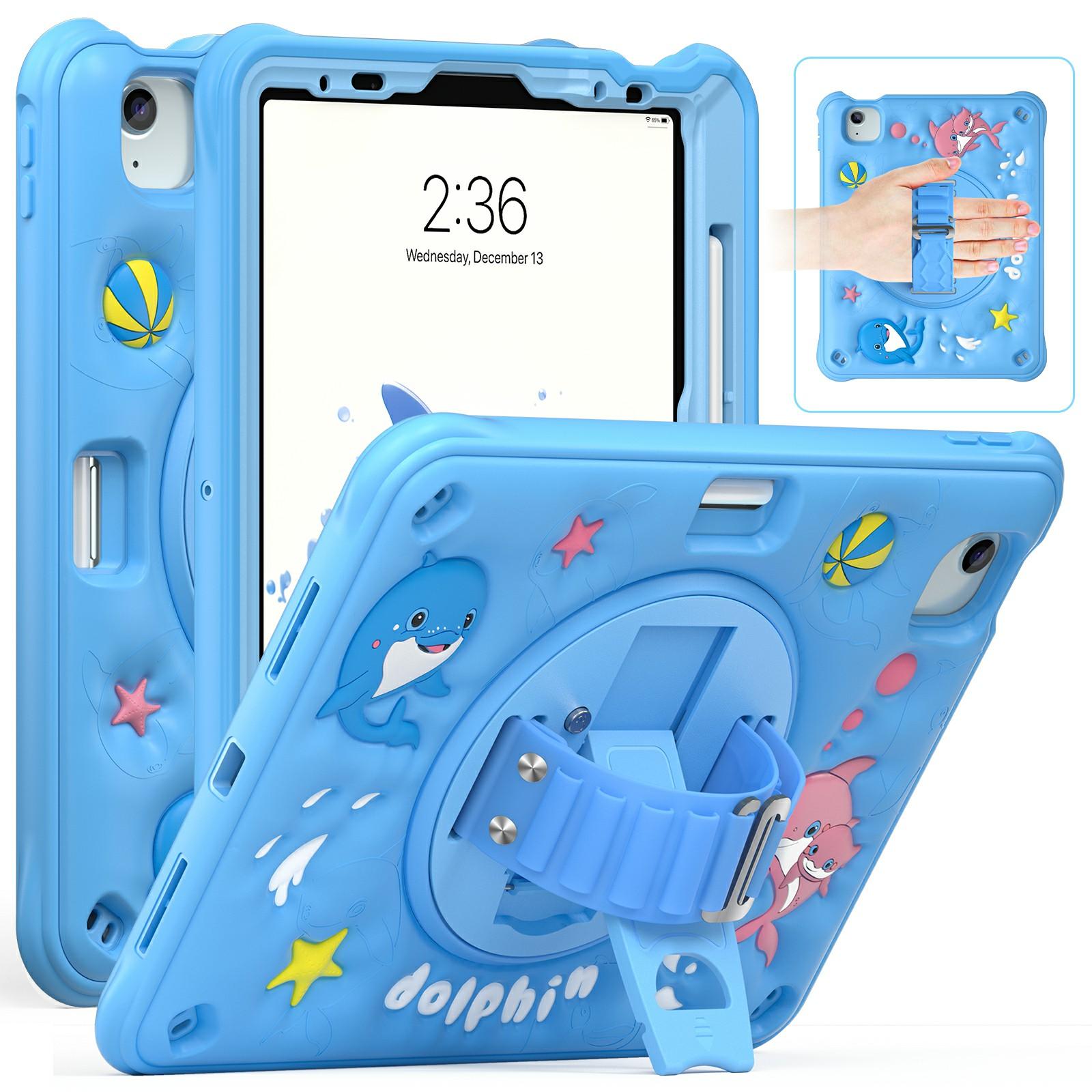 

For iPad Air 11 (2025)/(2024)/Air (2022)/(2020)/Pro 11 (2022)/(2021)/(2020)/(2018) Case Cute Dolphin Kickstand Tablet Cover A