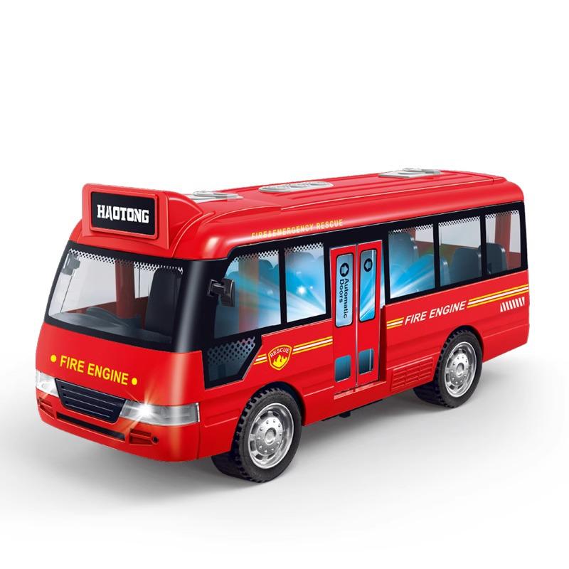 Children's Light & Sound Inertial Bus Toy with Opening Doors and Music