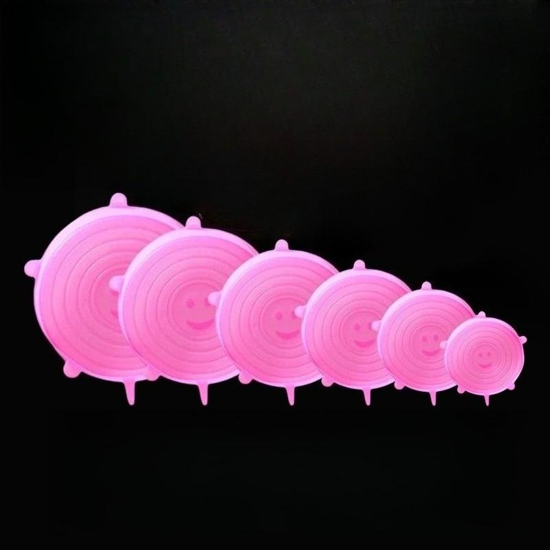 

6 шт. Силиконовые эластичные крышки Многоразовые растягивающиеся круглые крышки для еды Подходят для различных пищевых контейнеров Безопасны для микроволновой печи/посудомоечной машины One Size