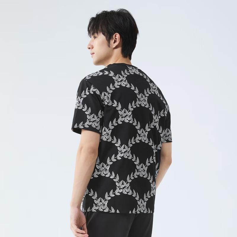Qipai Men s Leaf Print Resort Short Sleeve T-Shirt 3XL