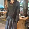 Johnature Woman Winter Niche Solid Color Casual Vintage T-Shirt Fashion V-Neck Casual Long Sleeves T-Shirt