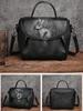 Johnature Rabbit Embossed Handbag Genuine Leather Retro Women Bag Versatile Real Cowhide Handmade Shoulder Bags