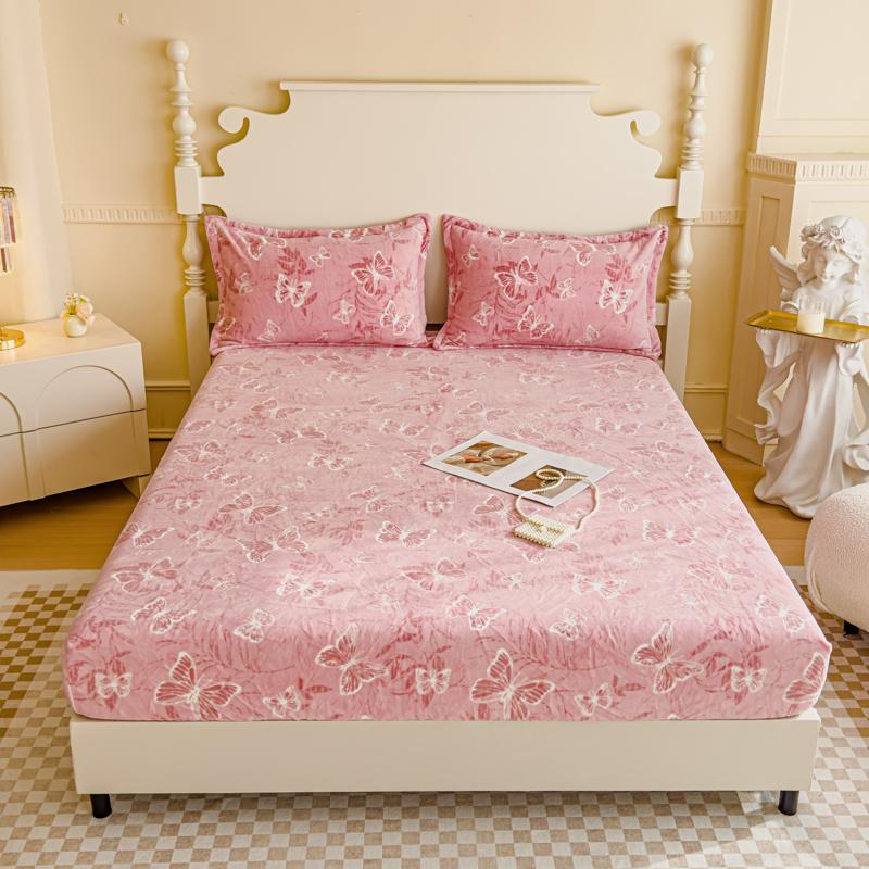 

1pc Fitted Sheet with Elastic Band Bedsheet Winter Bed Cover Thick Bed Linen Home Fitted Bedsheet couvre lit (No Pillowcase) Single 120x200cm 1pc