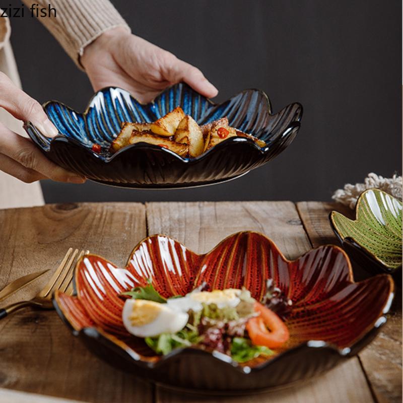 Prato de Jantar de Cerâmica em Forma de Flor Prato de Frutas Tigela de Salada Pratos de Sobremesa Prato Dim Sum Bandeja de Lanches Pratos de Sushi Prato de Sashimi