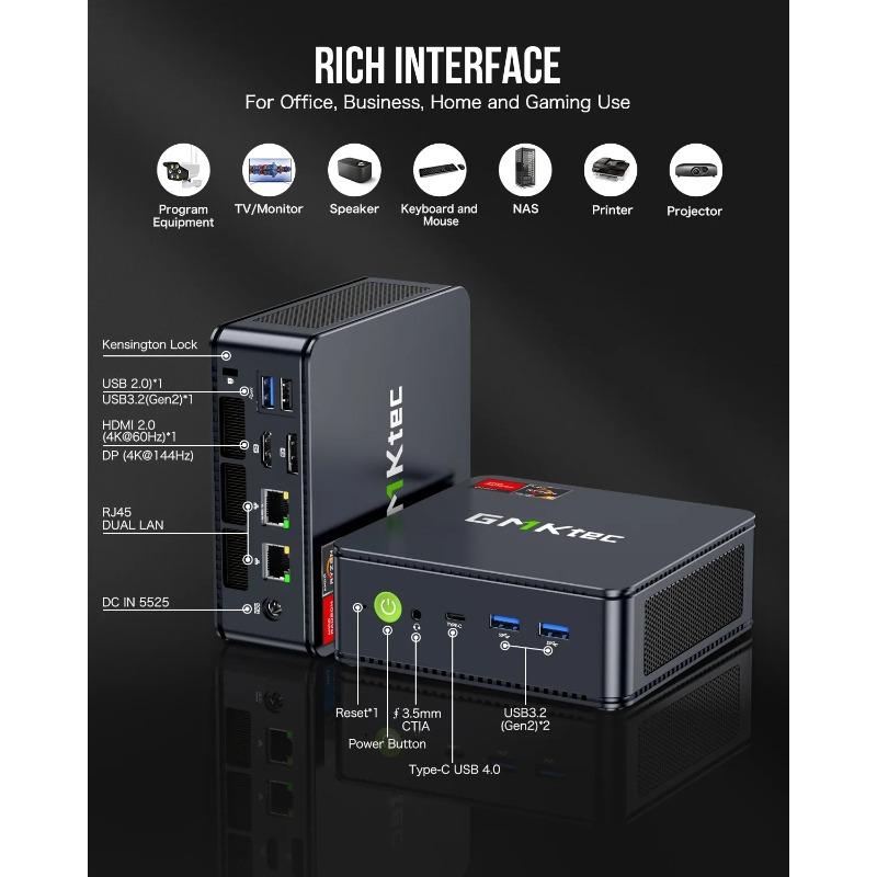 GMKtec M6 Mini PC AMD R5 6600H Počítač 6 jader 12 vláken 16 GB DDR5 512 GB PCIe 3.0 SSD WiFi 6 BT5.2 Mini PC Počítač stolní