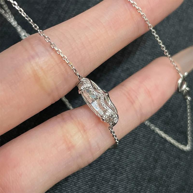 Marquise Cut Lab Grown Diamond Dainty Marquise Necklace Edge Embellished Small Diamonds Pendant