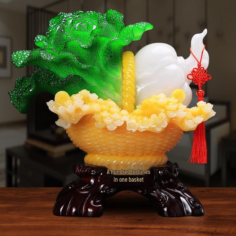 Creative Hundred Fortunes Cabbage Resin Figurine - Home and Office Gift
