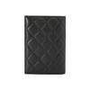 CHANEL 23B Gold Label Logo Diamonds Pattern Grainy Litchi Leather Passport Holder Card Holder Bag for Women Black