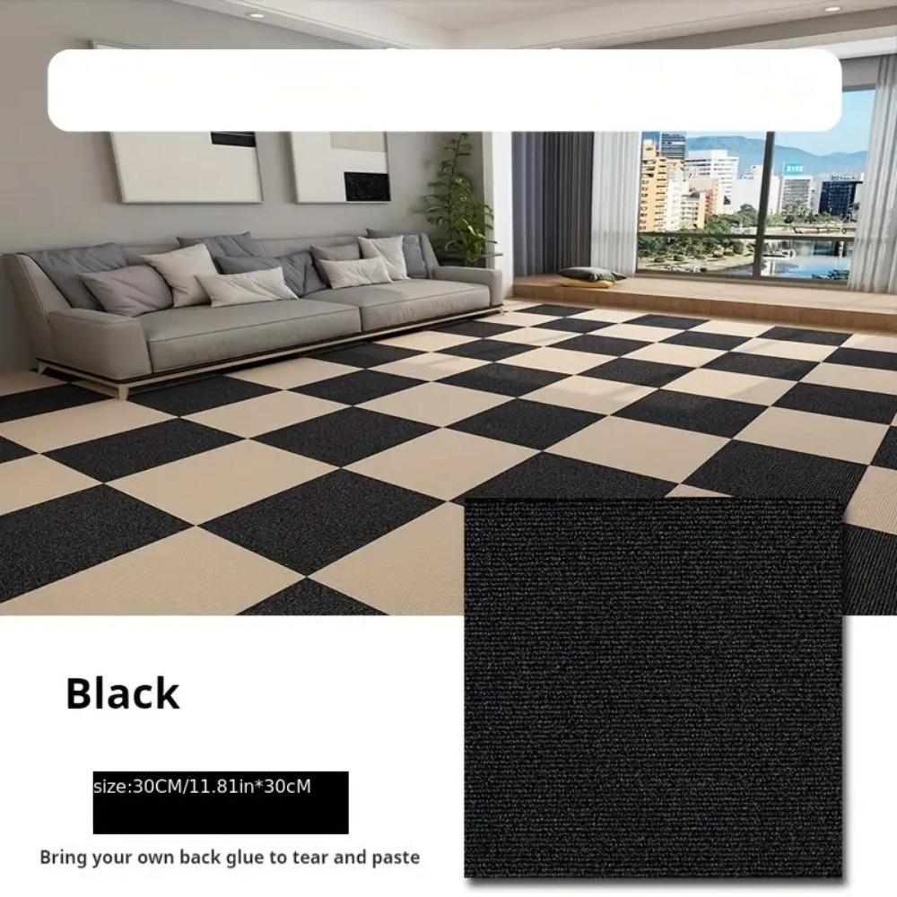 Square Self-Adhesive Carpet Tiles for Office and Home, Non-Slip Foam Backed Polyester Carpet, Solid Color Pattern , Office and Porch Decoration