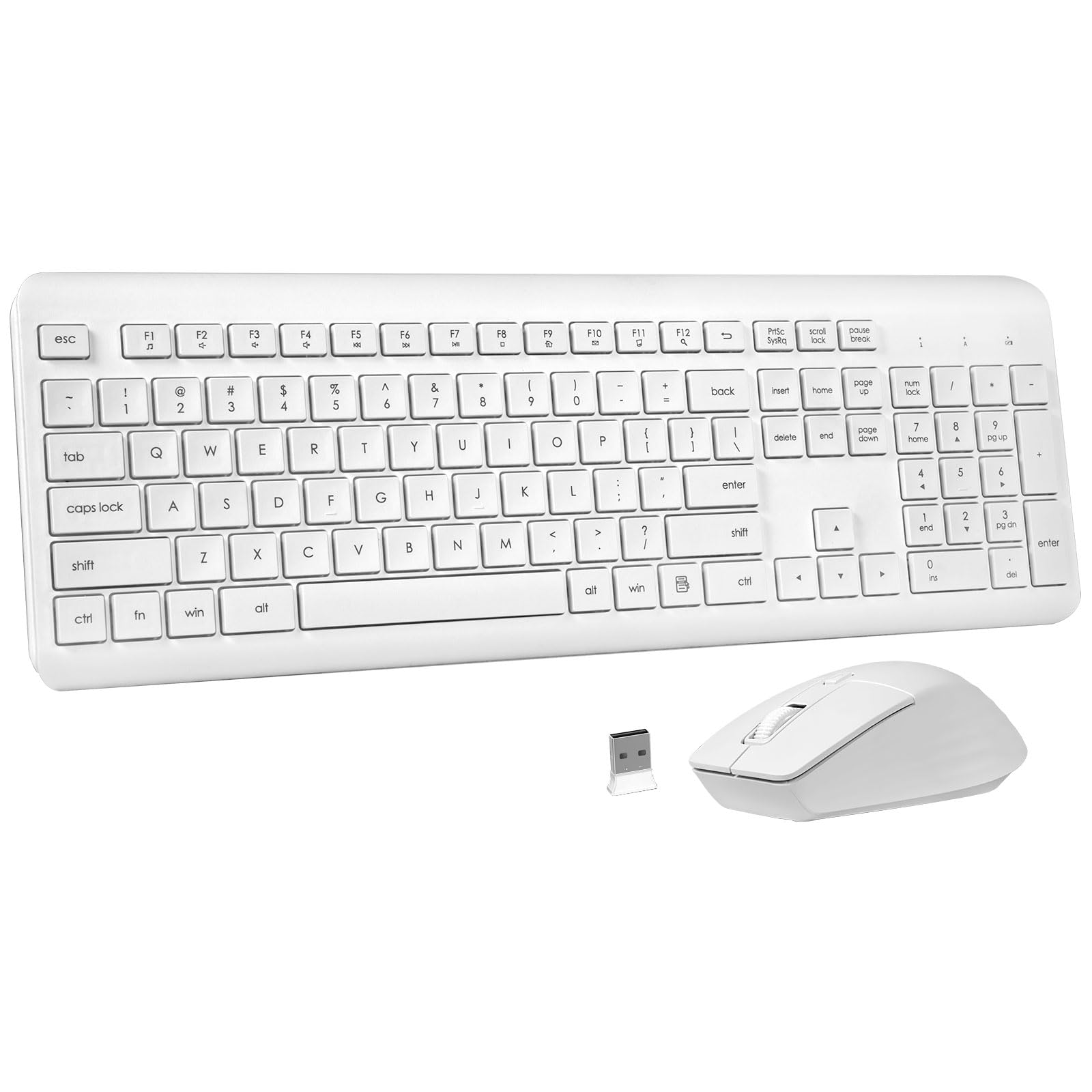 

HUO JI Wireless Keyboard and Mouse Set, English Layout, Full-Size, Quiet Design, 2.4GHz Wireless, Thin, Ergonomic, Long-Lasting Use, Compatible with