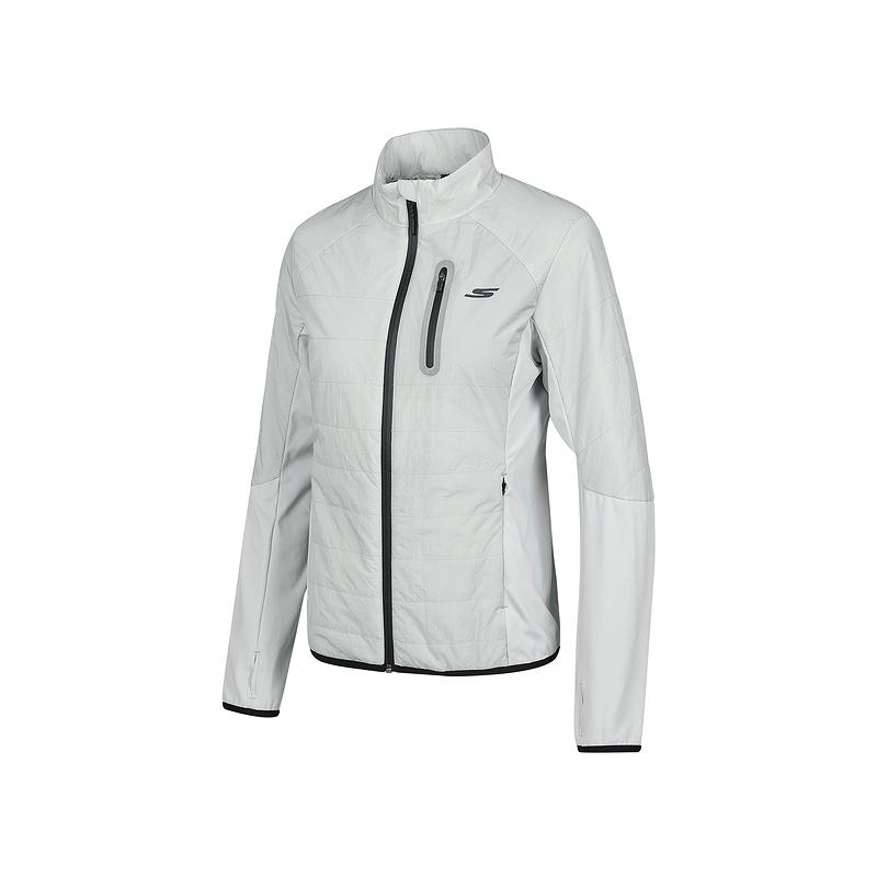 Skechers Casual Warm Comfortable Soft Cotton Jacket Women jackets Silver-Birch-White P424W224-00C1 S
