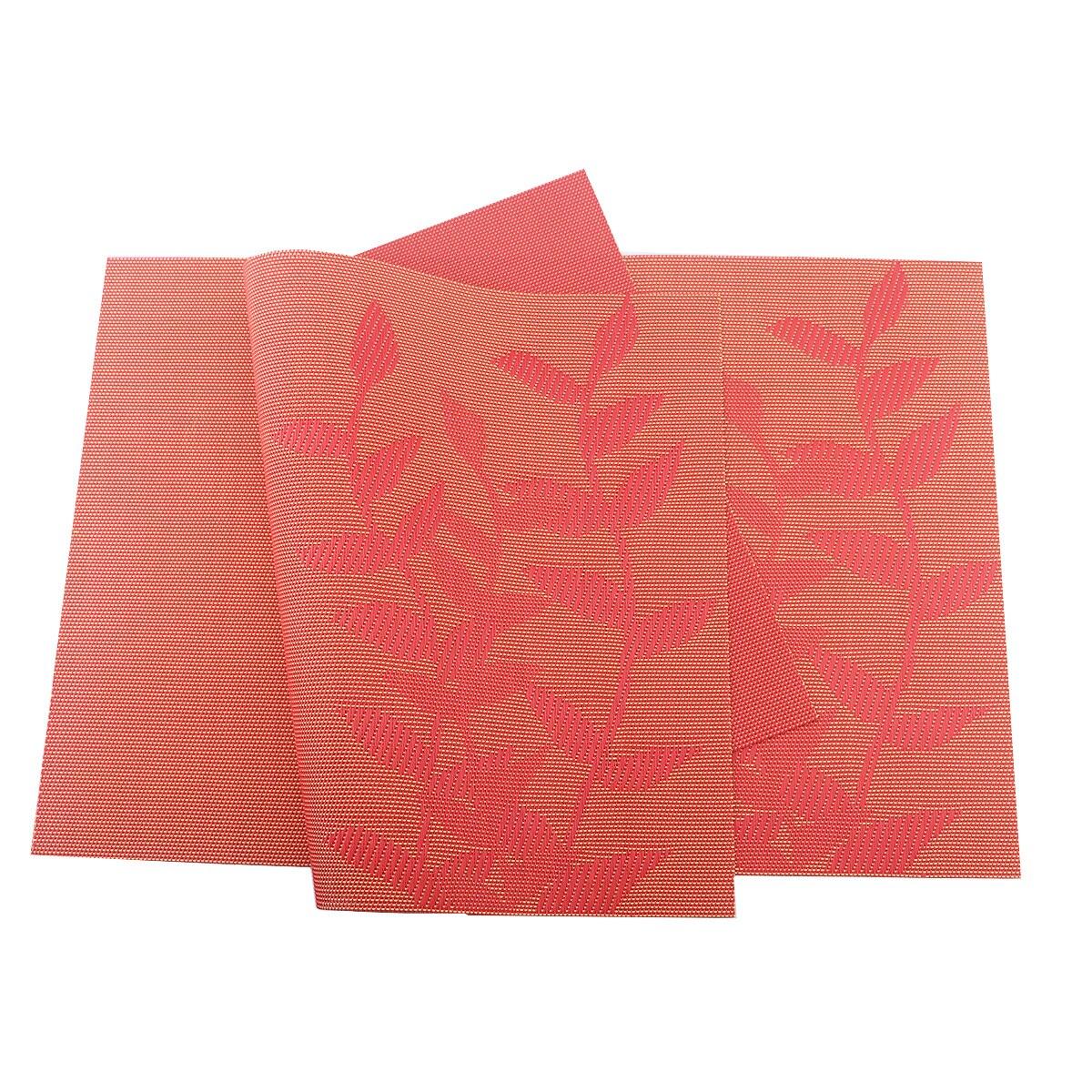 6 шт. ПВХ коврики для стола Нескользящие водонепроницаемые салфетки лист цветок дерево — фото 18