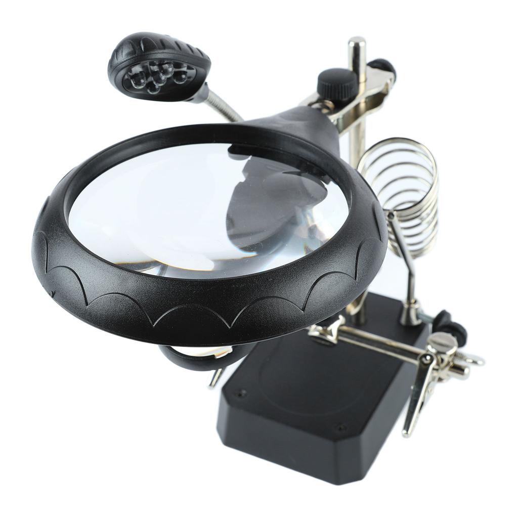 Lupe LED Lupen-Schreibtischlampe mit Hilfsklemmen zum Untersuchen und Reparieren