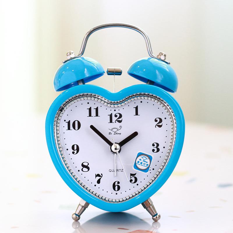 Metal Ringing Alarm Clock Student Bedside Fashionable Simple Silent Alarm Clock Alarm Table Bell with Night Light Super Alarm Ring