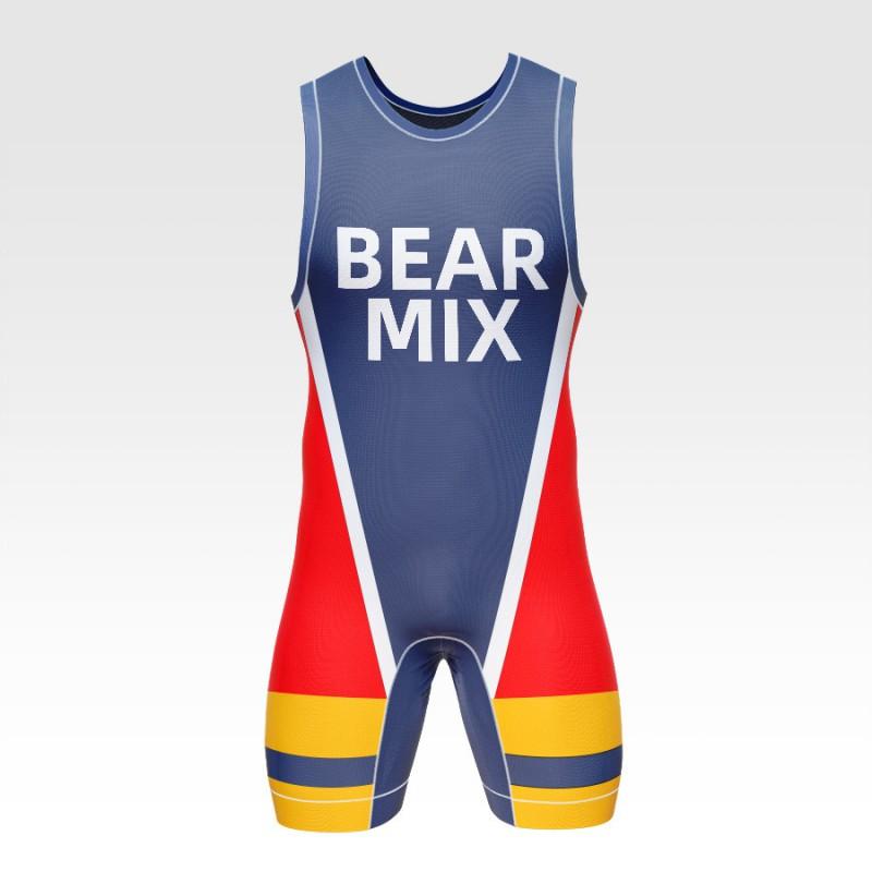 Ringer-Singlet Kompressions-Bodysuit Vollprint Schnelltrocknend Atmungsaktiv Herren Damen Training Wettkampf