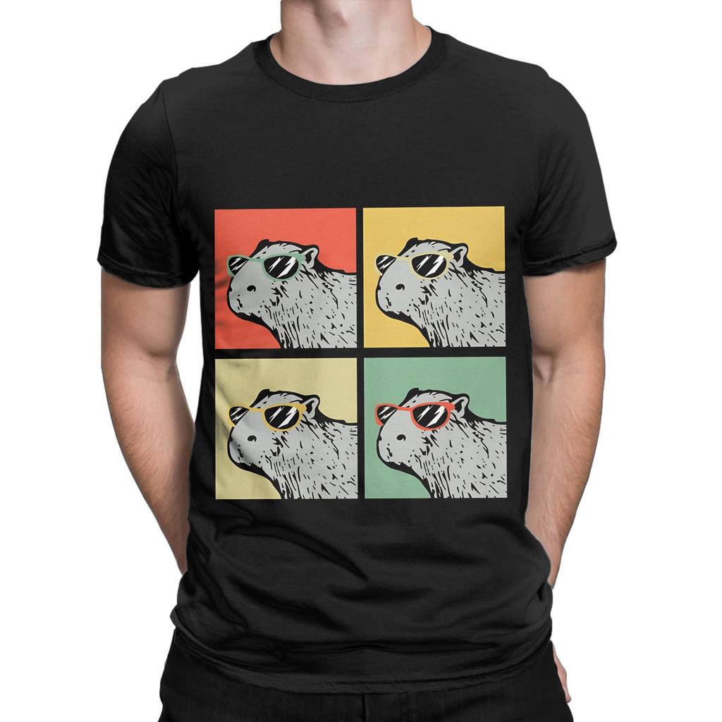 Capybara Retro Animal Lover Vintage Retro Capybara Gear Novelty 100% Cotton T-Shirt Capybara Te