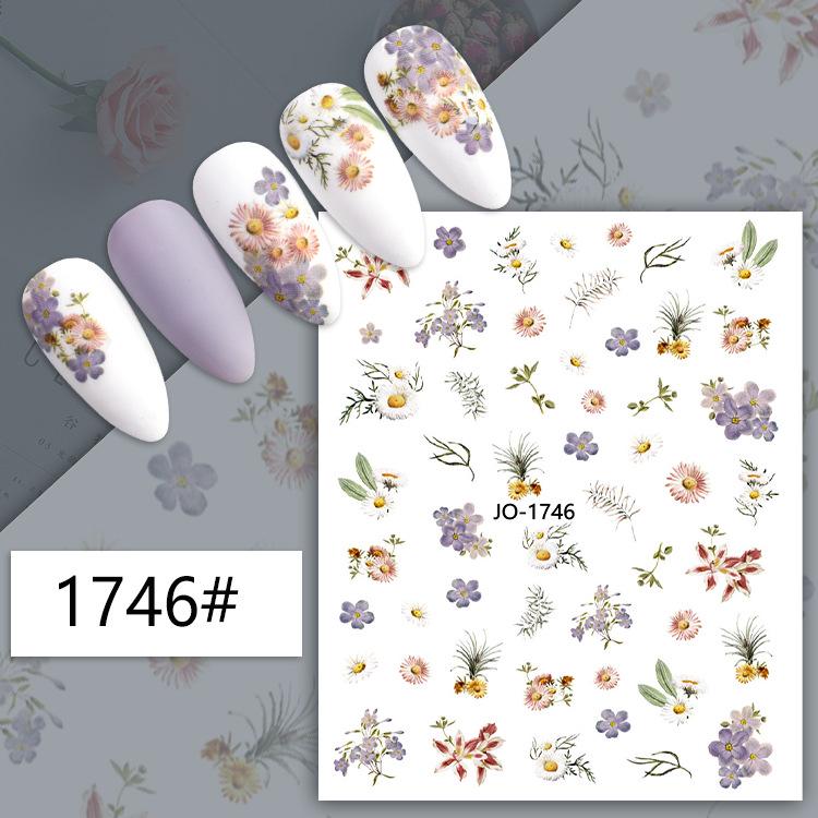 3D Colorful Flower Nail Art Stickers - Sunflower & Rose Self-Adhesive Decals