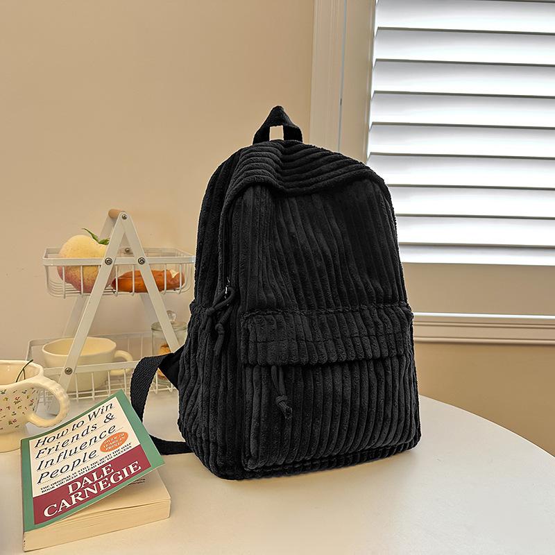 New Fashionable and Simple School Bag for Junior and Senior High School Students with Velvet Large Capacity Versatile Backpack Travel Backpack