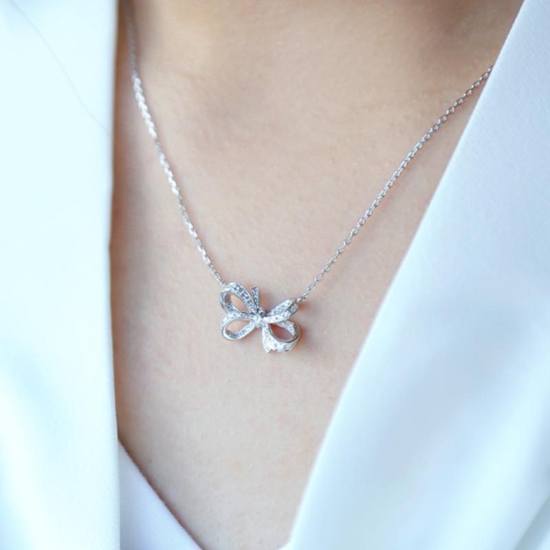 CAOSHI Exquisite Bowknot Shape Pendant Women's Party Necklace Elegant Valentines Gift for Girlfriend Daily Accessories Wholesale