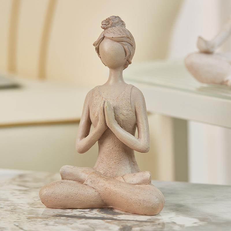 Light Luxury Nordic Abstract Art Figures Yoga Girl Ornaments Coffee Shop Window Modern Simple Soft Decorations