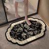 Vintage Floral Bathroom Mat Non-Slip PVC Bath Rug Super Absorbent Quick Dry Door Mat for Retro Home Decor