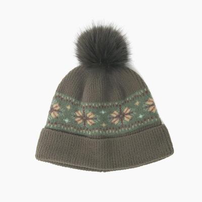 Nordic Knit Beanie Pom-pom Fur Pom Pom Couple Hat