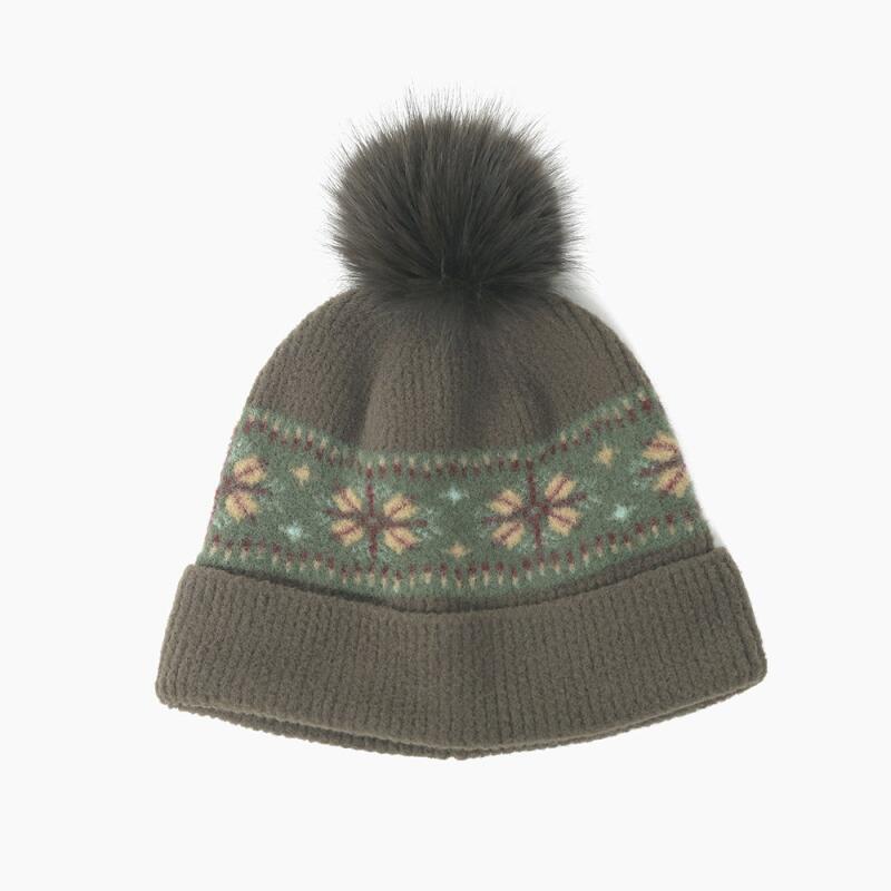 Норвежская вязаная шапка с помпоном из меха помпон парная шапка black