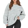 Women's Fashion Long Sleeve Loose Oversize Solid Color Half Zipper Neck Sweater Top With Pockets