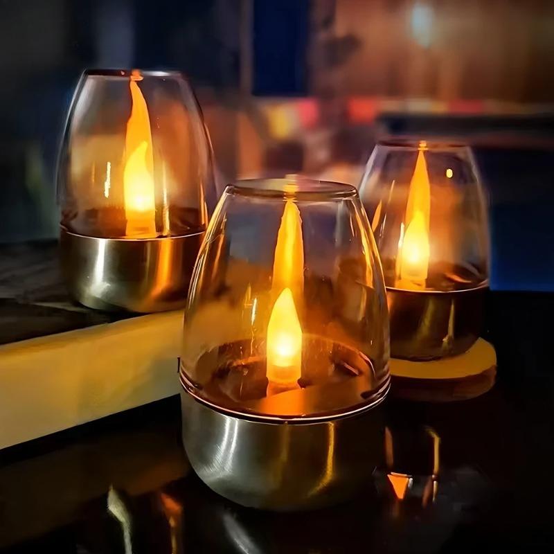 LED Solar Candle Flameless Rechargeable Courtyard Decoration Outdoor Wedding Party Waterproof Atmosphere Light Creative