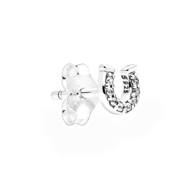 Pandora My Lucky Horseshoe Single Earring Women earrings Silver 298369CZ Silver