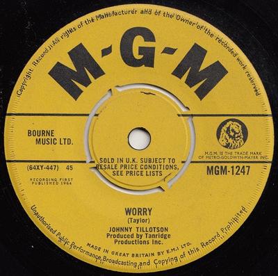 7inch Record JOHNNY TILLOTSON - Worry MGM1247 MGM Records 1964 UK Folk Used