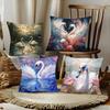 Elegant Swan Floral Pillow Case Home Decor Throw For Sofa Bed Car Room Decor Gift Idea
