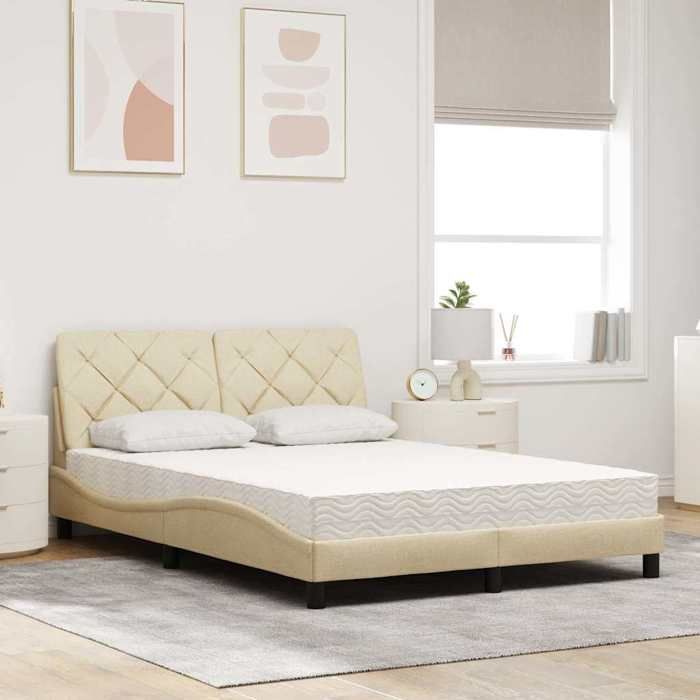 VidaXL Lit avec matelas crème 120x200 cm tissu 3310732