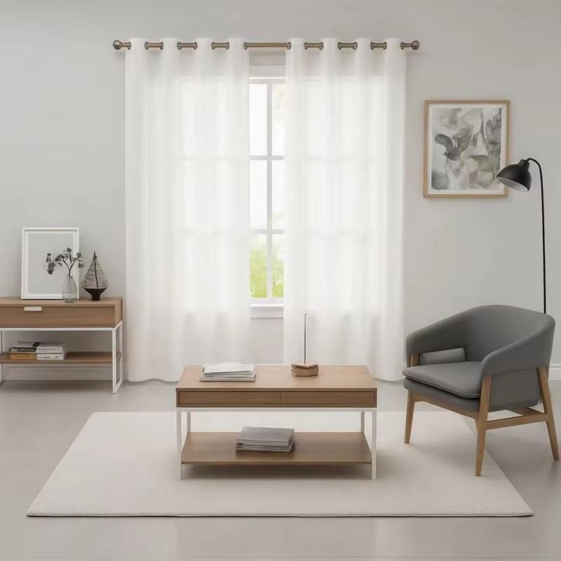 Modern Solid Color Sheer Curtain with Light Filtering Privacy Fabric for Living Room Bedroom French Window Home Decoration
