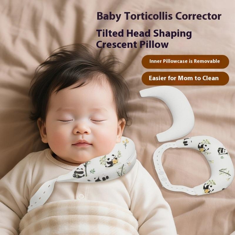 Neugeborenen Kopfkissen mit Baumwoll- und Polyesterfüllung Atmungsaktiver waschbarer Bezug Perfekt für Kinderbett Kinderwagen Reise