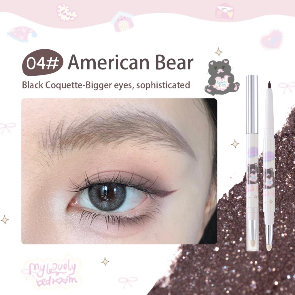 

FLORTTE Bread Bear Double-Ended Eyeliner Pencil With Brush Original Real Korean Eyeliner Gel Pencil Women Cosmetics Makeup Full Size