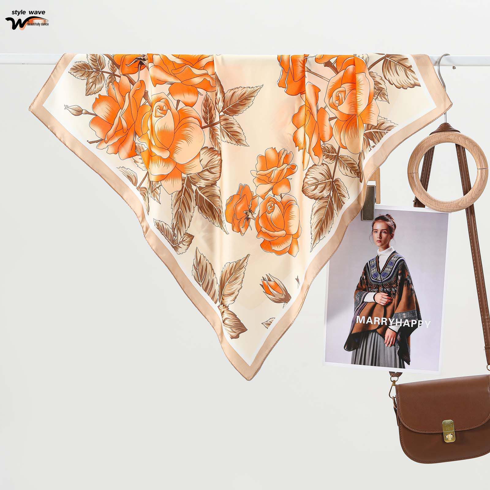

Summer Style Printed Silk-Like Square Scarf - Multi-Functional Hair Accessory 70*70 CM