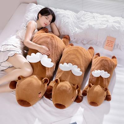 Non-Toxic 60Cm-100Cm Kawaii Cartoon Giant Strip Capybara Plush Doll Pillow Lying Brown Orange Wings Creative Capybara Plush Toy Home Decor