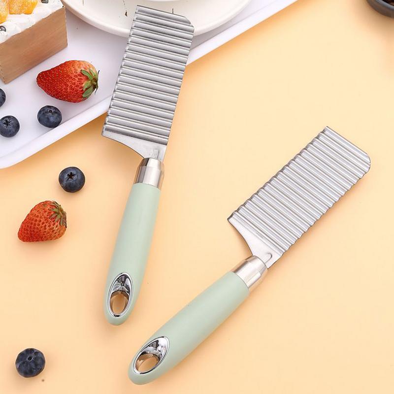 Stainless Steel Crinkle Fry Cutter Dough Vegetable Fruit Crinkle Wavy Slicer Knife Potato Cutter Chopper French Fry Maker Tools