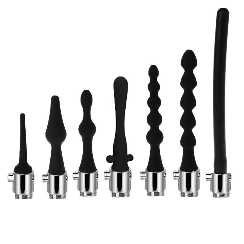 Silicone Enema Douche Kit – Anal Cleaning Nozzle with Shower Attachment, Metal Tip & Switch Faucet for Vaginal & Gay Use