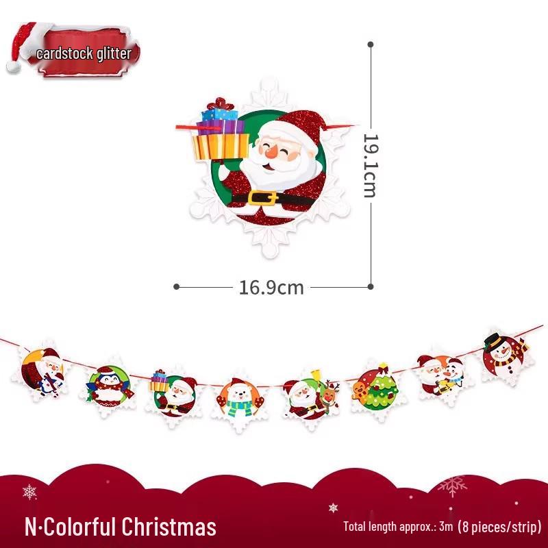 Christmas Tree Hanging Ornaments & Festive Decorations with Atmosphere Lights & Pull Flowers