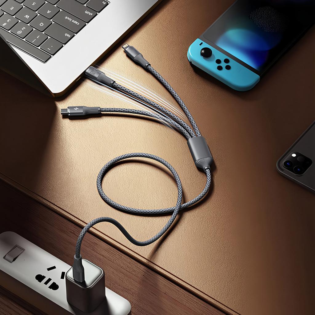 3-in-1 100W Cables 6A Fast Charging USB To Type-C Micro Wire Data Cord For Samsung Xiaomi iPhone Quick Charge USB Type C Cable