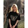 European Short-sleeved Shirt New Summer Medium and Long Loose Lower Body Missing Round Neck Short-sleeved Casual Shirt Women