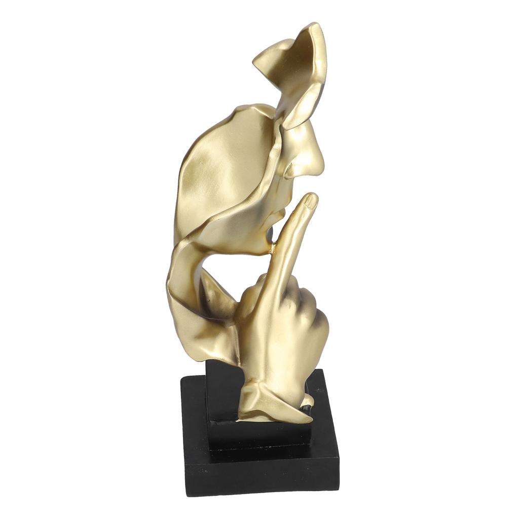Silence Is A Golden Sculpture Simple Modern Abstract Keep Silent Figurine for Office Home Decor