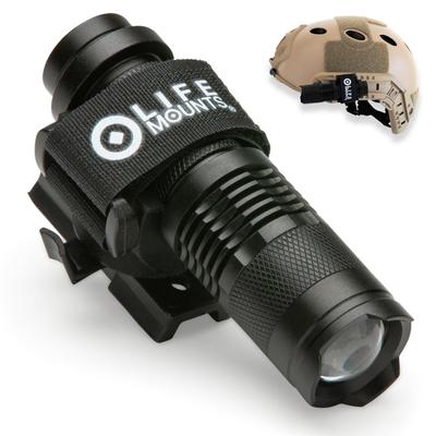 Life Mounts ARC Rail Helmet Flashlight X White LED Rotation Weatherproof Impact Resistant Detachable Tactical Helmet Mount Flashlight - 3.5" 1.5", -