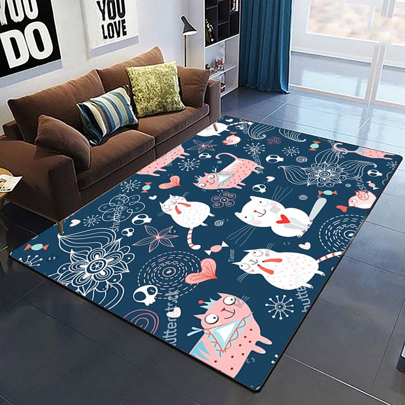Cute Cat Carpet Yoga Living Room Children's Crawling Mat Picnic Mat Kawaii Rug Doormat Area Rug Games Area Washroom Floor Mat