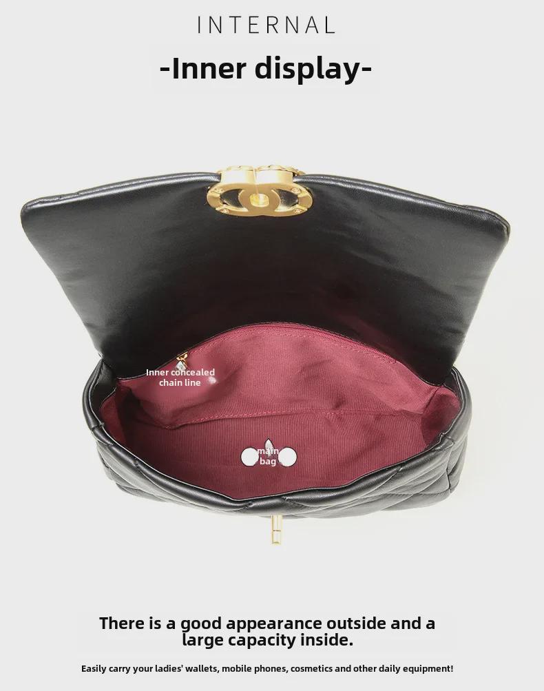 2025 Sheepskin Diamond Chain Square Bag: Stylish Women's Leather Shoulder and Messenger Bag