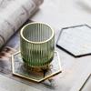 Window Grille Glass Coaster Gold Copper Embossed Pattern Hexagonal Glass Coaster Dining Table Insulation Pad Teacup Mat